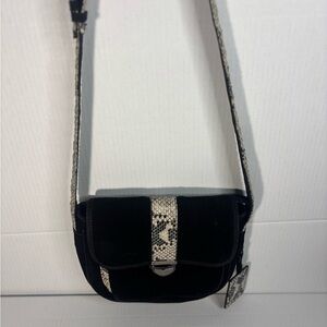 Nila Anthony Snakeskin Suede and Genuine  Black and Crossbody Women's  Bag